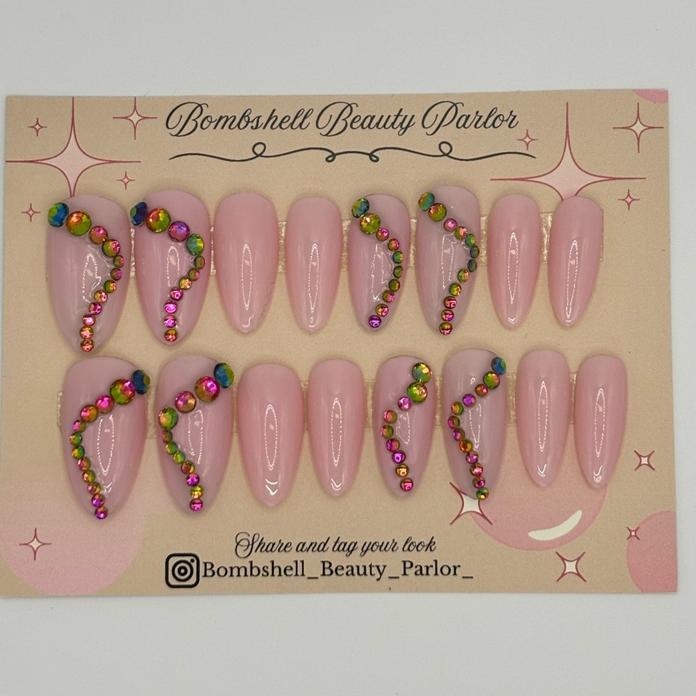 Handcrafted & hand painted Press on Nails size M/L